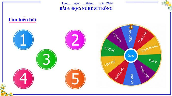 Hình minh họa vòng quay may mắn để học sinh đọc hiểu.